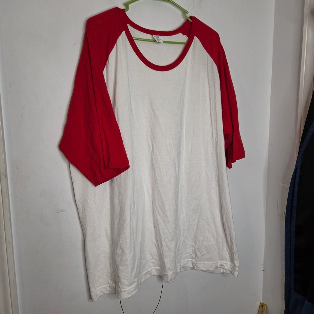 Top Pro MBT003 Mens 3XL Baseball Raglan Tee White Red 3/4 Sleeve Cotton Shirt